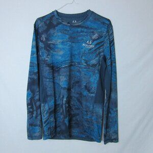 Realtree Fishing Blue Camo Long Sleeve Moisture Wicking Shirt Men's Small